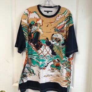 Blac Leaf 3XL T-Shirt with Panda on Beach Print NOC3431